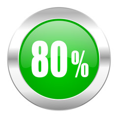 80 percent green circle chrome web icon isolated