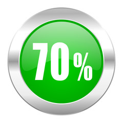 70 percent green circle chrome web icon isolated