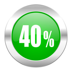 40 percent green circle chrome web icon isolated