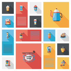 coffee flat ui background set, eps10