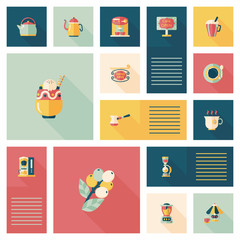 coffee flat ui background set, eps10