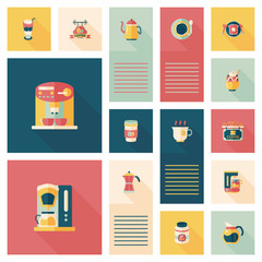 coffee flat ui background set, eps10