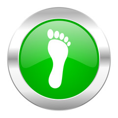 foot green circle chrome web icon isolated