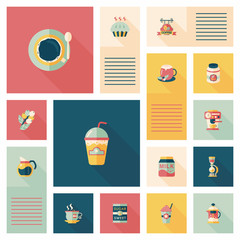 coffee flat ui background set, eps10
