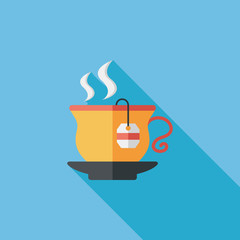 hot tea flat icon with long shadow,eps10