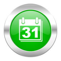 calendar green circle chrome web icon isolated