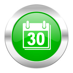 calendar green circle chrome web icon isolated