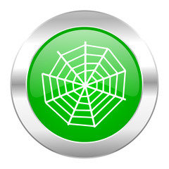 spider web green circle chrome web icon isolated