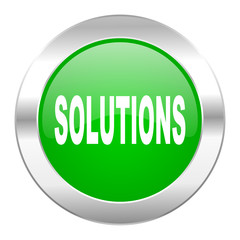 solutions green circle chrome web icon isolated