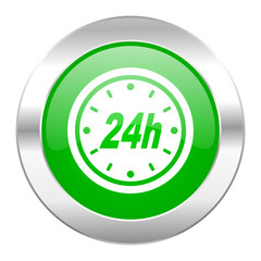24h green circle chrome web icon isolated