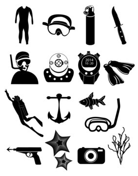 Diving Icons set