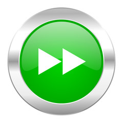 rewind green circle chrome web icon isolated
