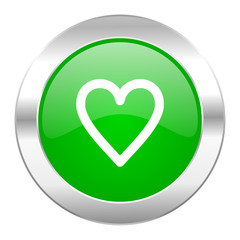 heart green circle chrome web icon isolated