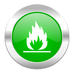 flame green circle chrome web icon isolated
