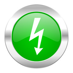 bolt green circle chrome web icon isolated