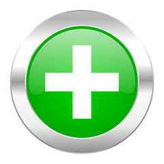 Obraz premium plus green circle chrome web icon isolated