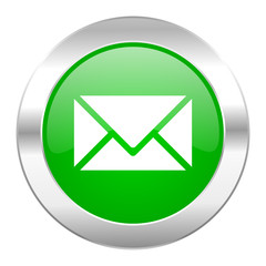 email green circle chrome web icon isolated