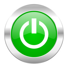 power green circle chrome web icon isolated