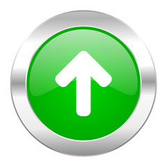 up arrow green circle chrome web icon isolated