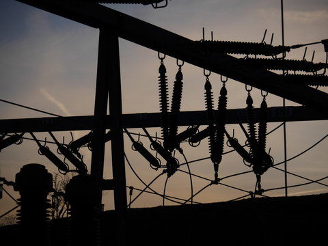 Electrical Power Grid In Silhouette