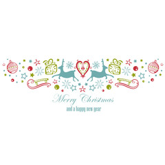 Weihnachtsdeko mit Rentieren Schlitten und Geschenken. Weihnachten.