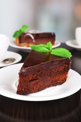 Pieces of chocolate cake