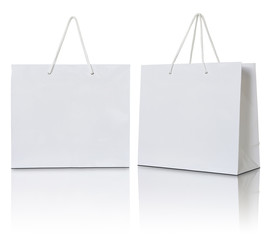 white paper bag on white background