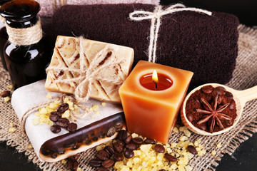 Organic soap with coffee beans, sea salt