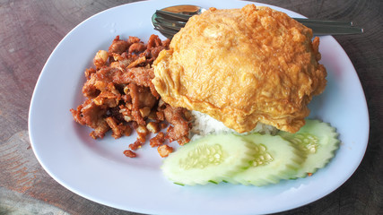 Pork fried rice omelette