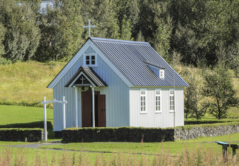 Obraz premium Traditional icelandic houses in Skogar Folk Museum, Iceland