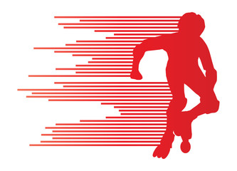 Roller skating silhouettes vector background winner concept