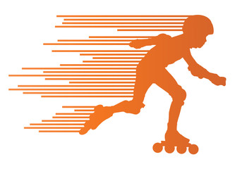Roller skating silhouettes vector background winner concept