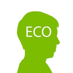 Man head green ecology concept background