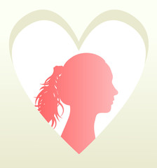 Woman head in heart vector background concept