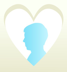 Man head in heart vector background concept