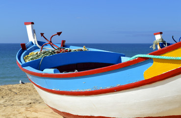 Colourful Fishing Boat on Fishersmans beach Armacao De Pera