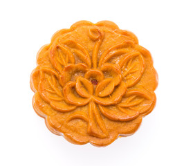 Moon cake isolated on white
