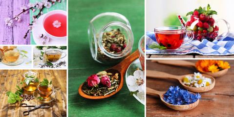 Collage of tasty tea