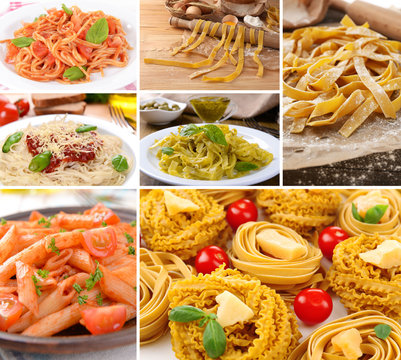 Collage of tasty Italian food