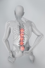 Uomo mal di schiena dolore raggi x scheletro spina dorsale