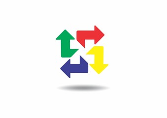 arrow, color, letter N, logo, color, green, yellow, red, blue