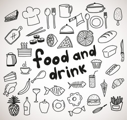 Food and drink hand drawn icons