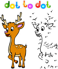 Funny cartoon deer dot to dot