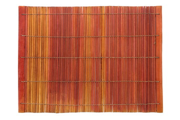 Brown bamboo mat isolated on a white background