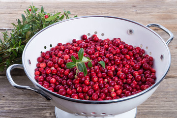 cranberries in a colander