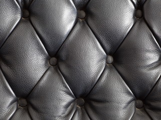 Close - up black leather backrest background