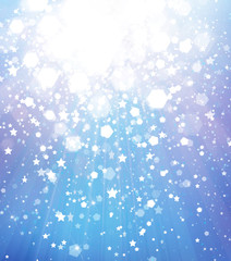 Abstract blue  background with lights and stars.