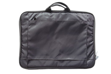 Black plastic computer notebook case isolated on a white