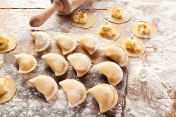Vareniki (dumplings) with potatoes and onion.