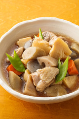 煮物　Cooking of simmered vegetable and chicken